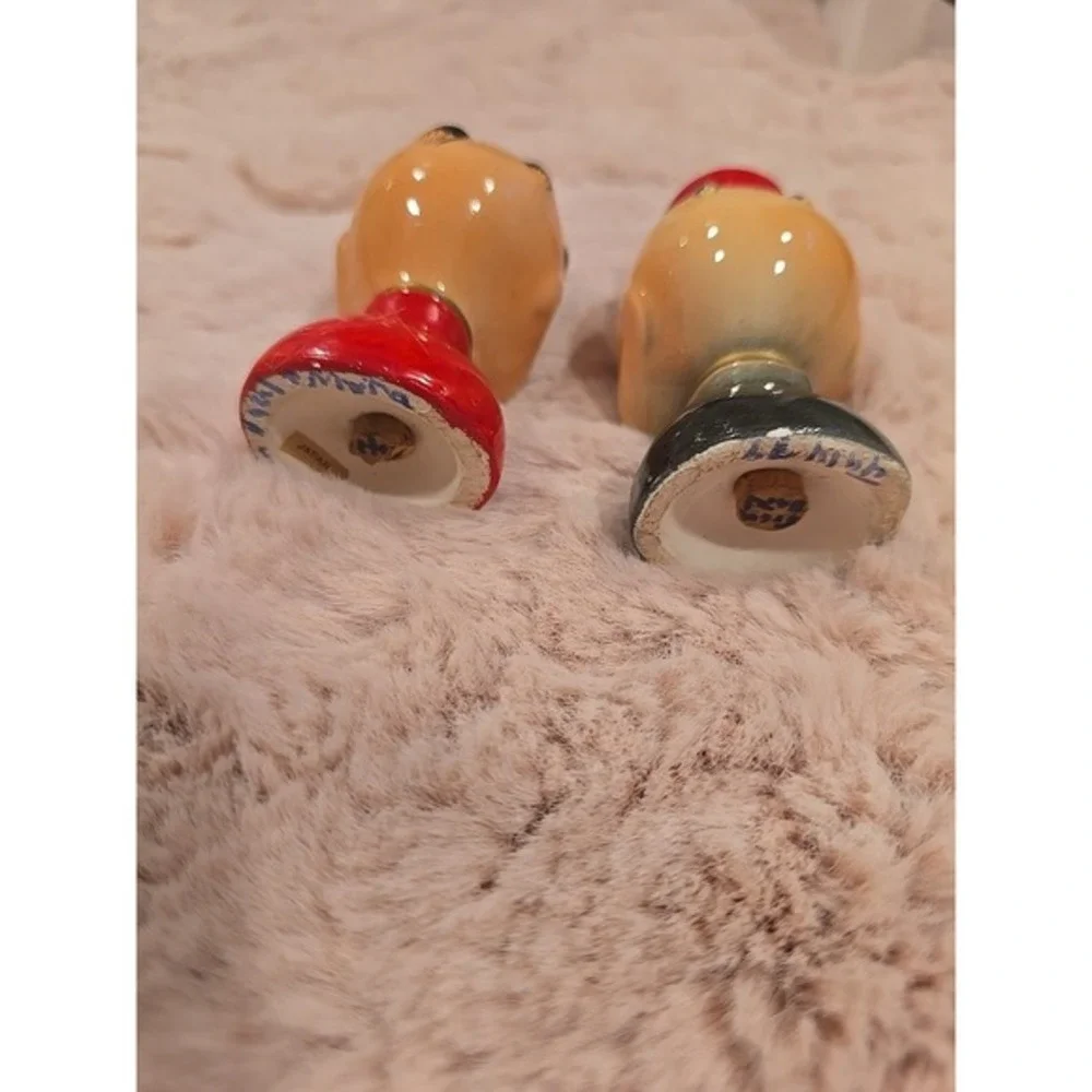 Vintage 1950s Porcelain Ceramic Salt & Pepper Shakers Asian‎ Heads Boy Girl